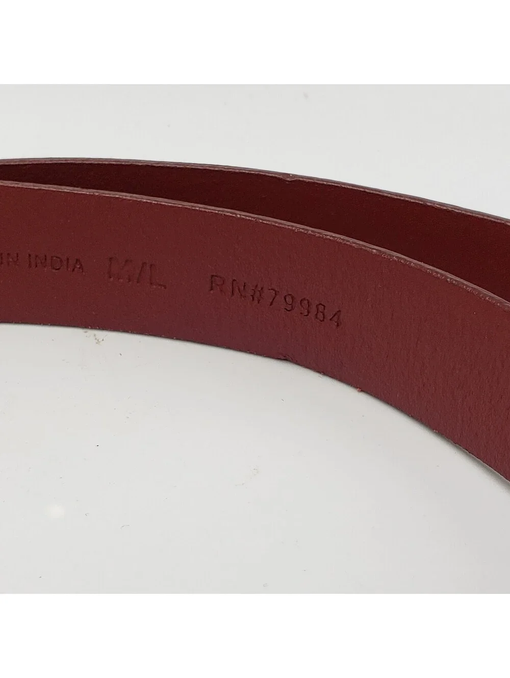 Chico's Red Leather Belt Adjustable M/L # 79984 Silver Gold Buckle